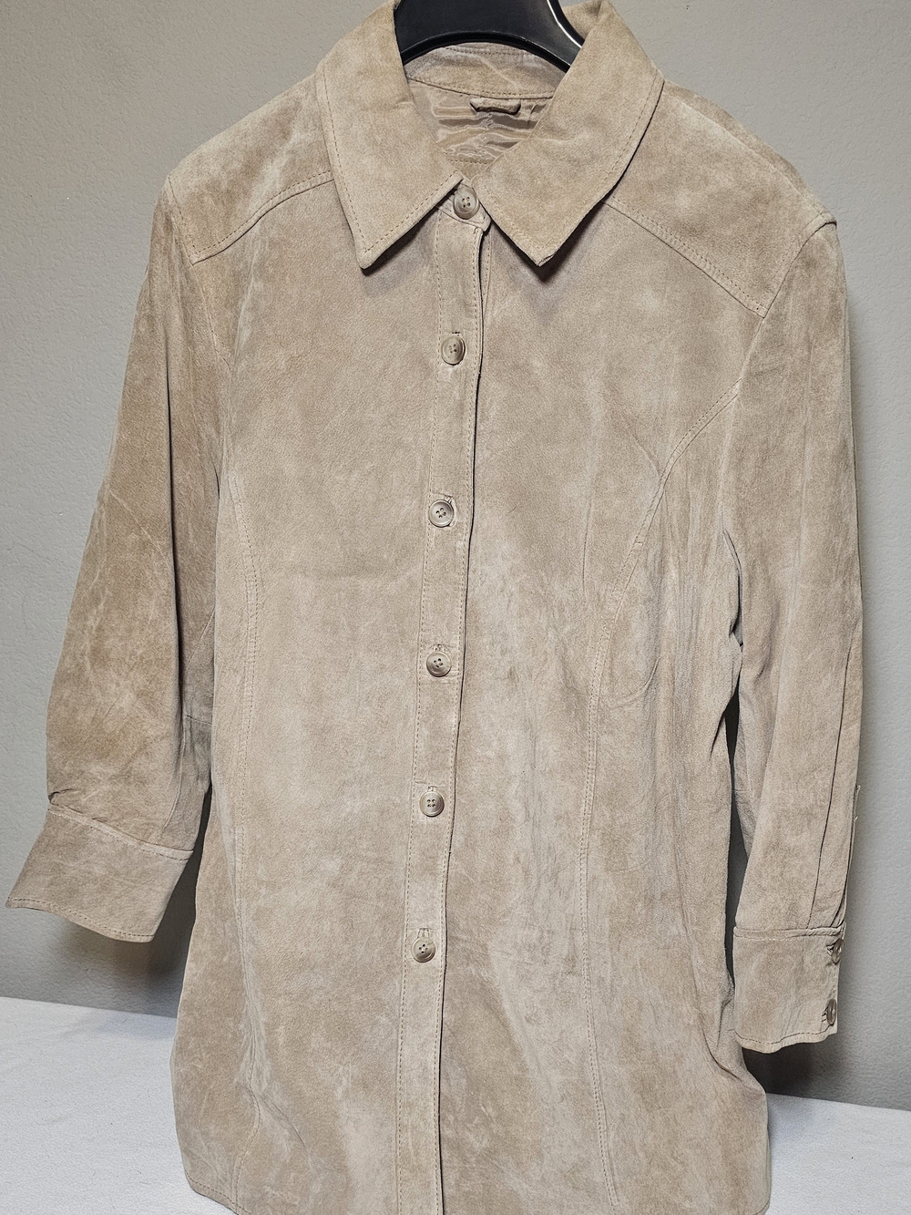Valerie Stevens Beige Suede Button-Front Jacket
